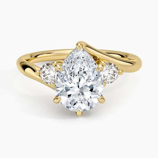 Atelier Three Stone Diamond Ring (1/3 ct. tw.) - Pear Center Stone