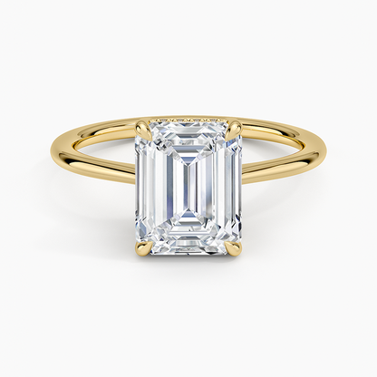 Elle Hidden Halo Diamond Ring - Emerald Cut Center Stone