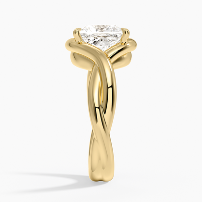 Bypass Twist Bezel Solitaire Diamond Ring - Princess Cut Center Stone