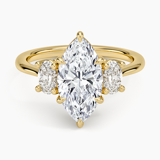 Oval-Cut Three Stone Diamond Ring (1/2 ct. tw.) - Marquise Center Stone