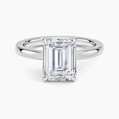 Dara Low-Profile Solitaire Ring - Emerald Cut Center Stone