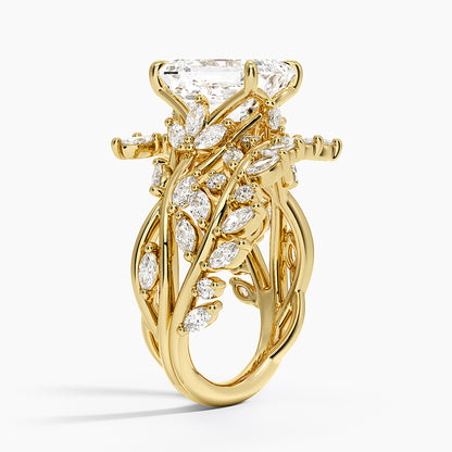 Secret Garden Wrap Diamond Ring - Emerald Cut Center Stone