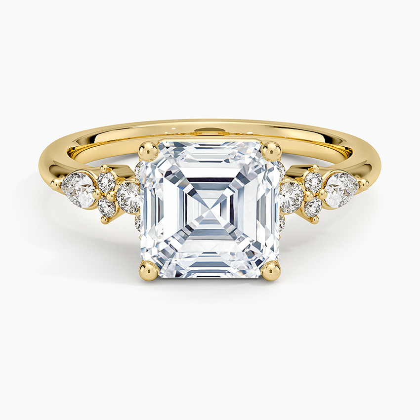 Rosette Diamond Ring - Asscher Cut Center Stone