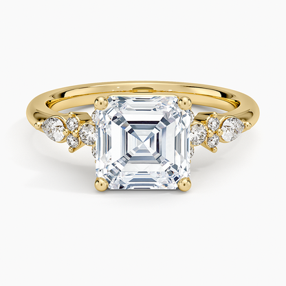 Rosette Diamond Ring - Asscher Cut Center Stone