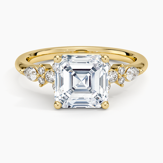 Rosette Diamond Ring - Asscher Cut Center Stone