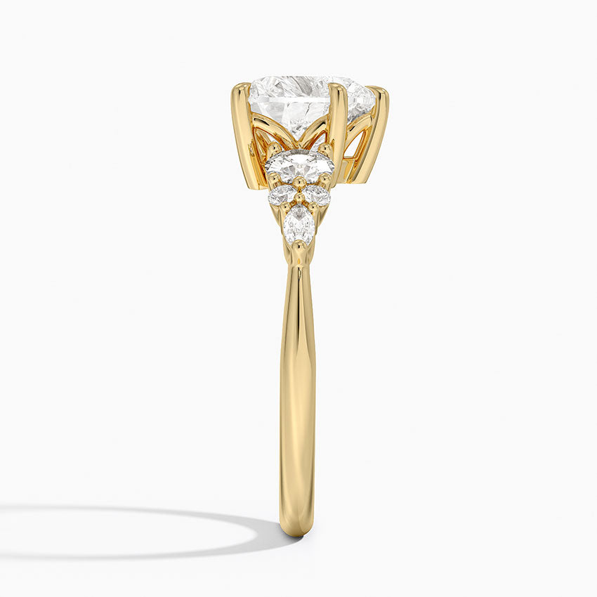 Nadia Three Stone Diamond Ring - Heart Center Stone