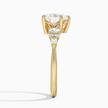 Nadia Three Stone Diamond Ring - Heart Center Stone