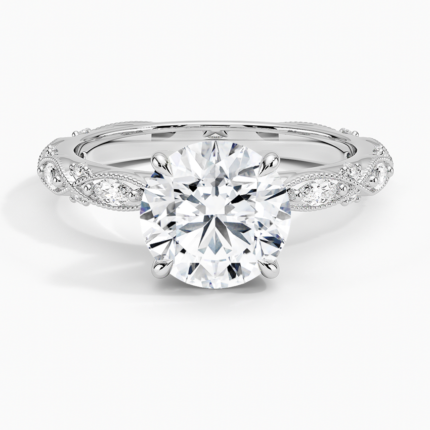 Celestia Milgrain Diamond Ring (1/4 ct. tw.) - Round Center Stone