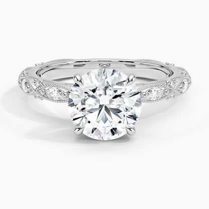 Celestia Milgrain Diamond Ring (1/4 ct. tw.) - Round Center Stone