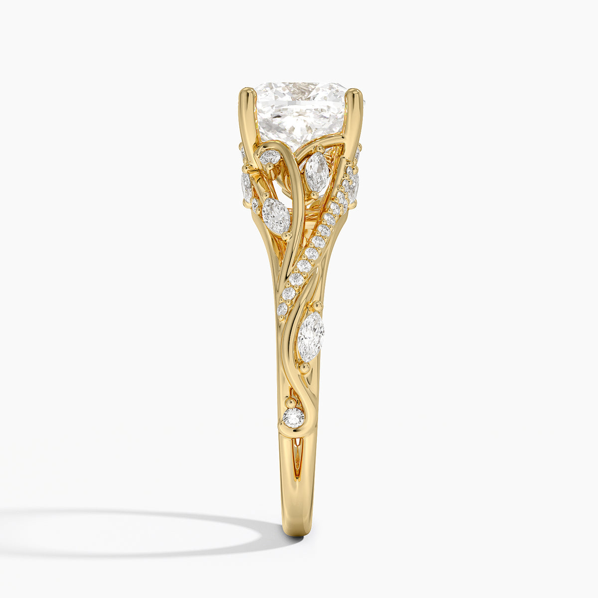 Begonia Vine Diamond Ring (1/2 ct. tw.) - Cushion Cut Center Stone