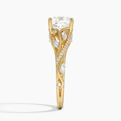 Begonia Vine Diamond Ring (1/2 ct. tw.) - Cushion Cut Center Stone