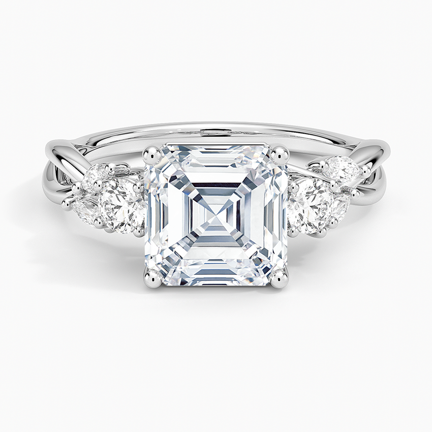 Willow Three Stone Diamond Ring (1/3 ct. tw.) - Asscher Cut Center Stone