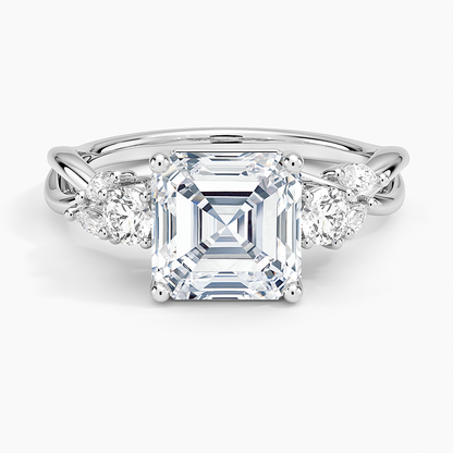 Willow Three Stone Diamond Ring (1/3 ct. tw.) - Asscher Cut Center Stone