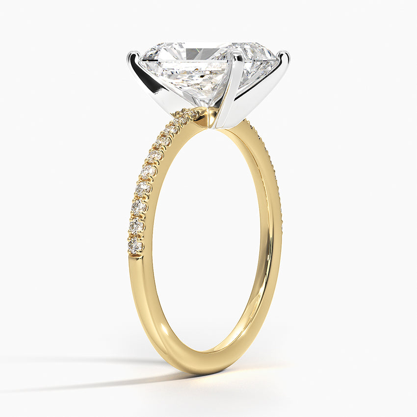 Ballad Half Coverage Diamond Ring (1/8 ct. tw.) - Radiant Cut Center Stone