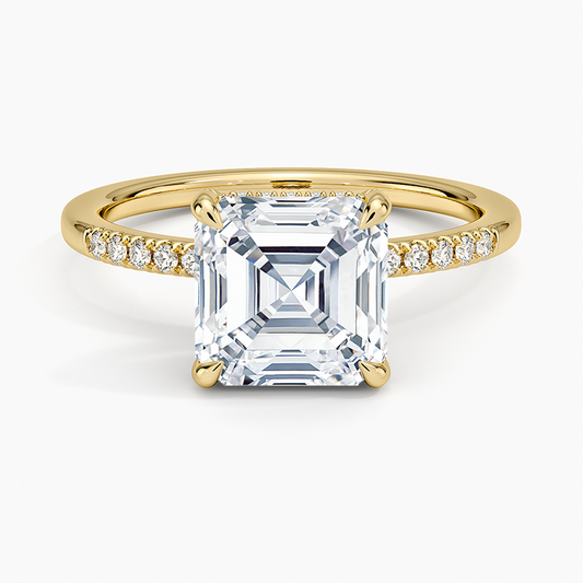 Viviana One-Quarter Coverage Diamond Ring - Asscher Cut Center Stone