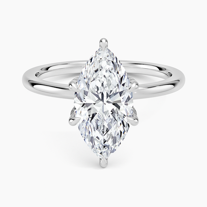 Petal Six Prong Diamond Ring - Marquise Center Stone