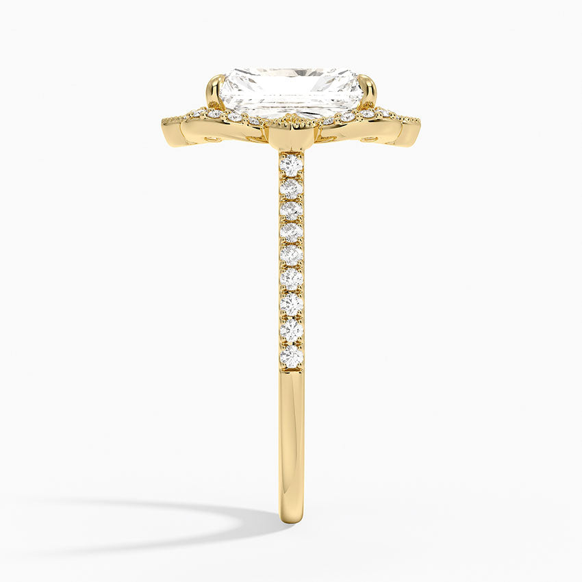 Reina Halo Diamond Ring - Radiant Cut Center Stone
