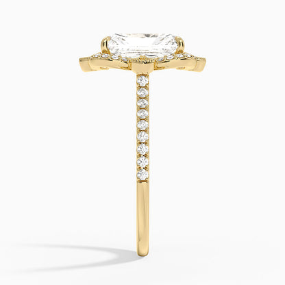 Reina Halo Diamond Ring - Radiant Cut Center Stone