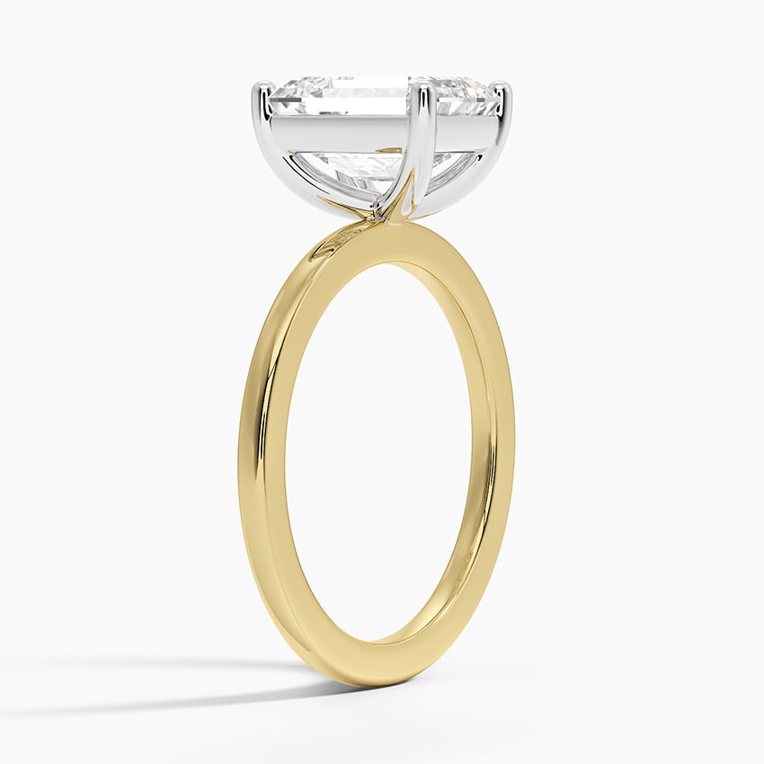 Platinum Mixed Metal Perfect Fit Solitaire Ring - Emerald Cut Center Stone