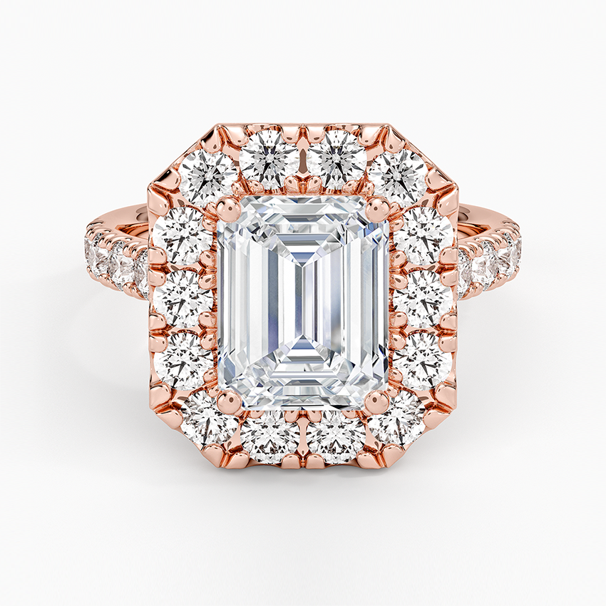 Adele Halo Diamond Ring - Emerald Cut Center Stone