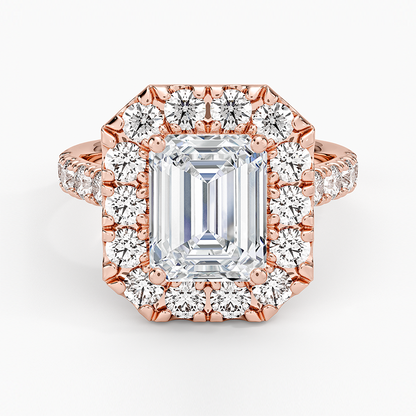 Adele Halo Diamond Ring - Emerald Cut Center Stone