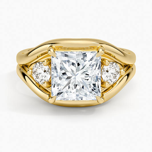 Frame Three Stone Diamond Ring (1/3 ct. tw.) - Princess Cut Center Stone