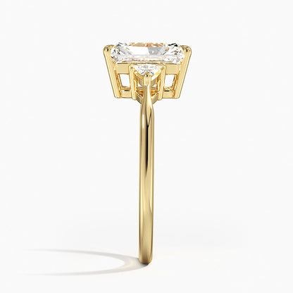 Trillion Cut Three Stone Diamond Ring - Radiant Cut Center Stone