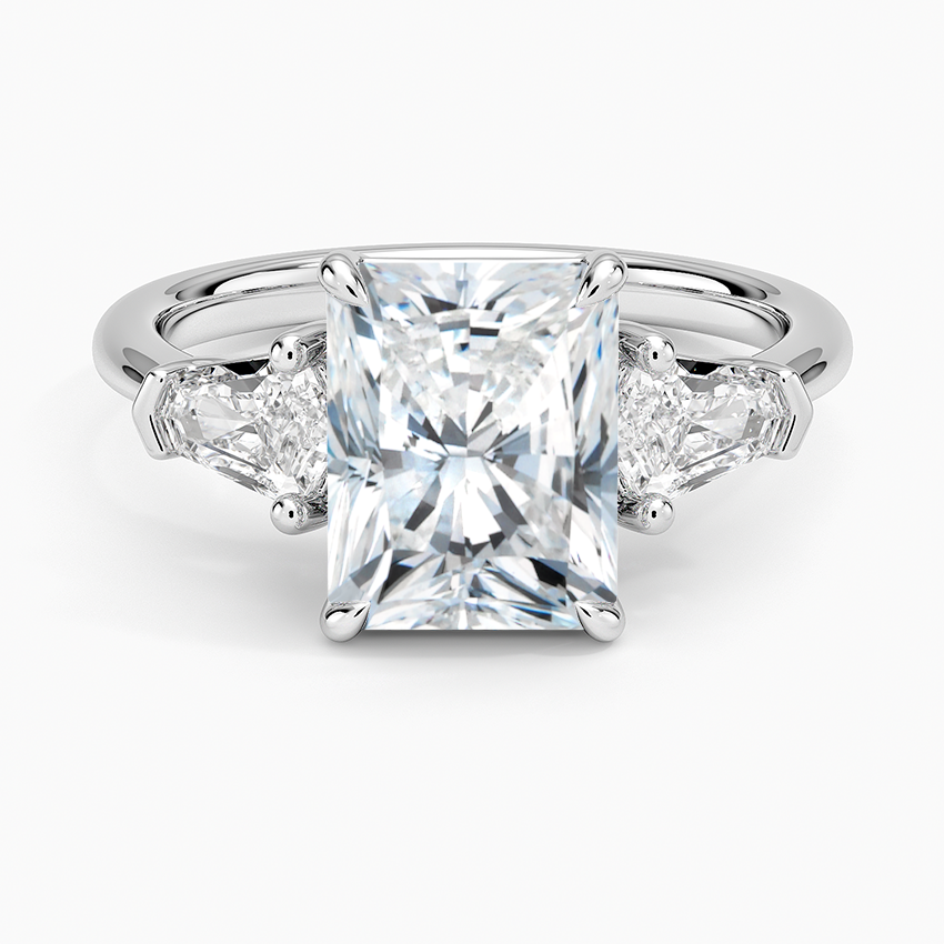 Shield Cut Three Stone Diamond Ring (1/2 ct. tw.) - Radiant Cut Center Stone