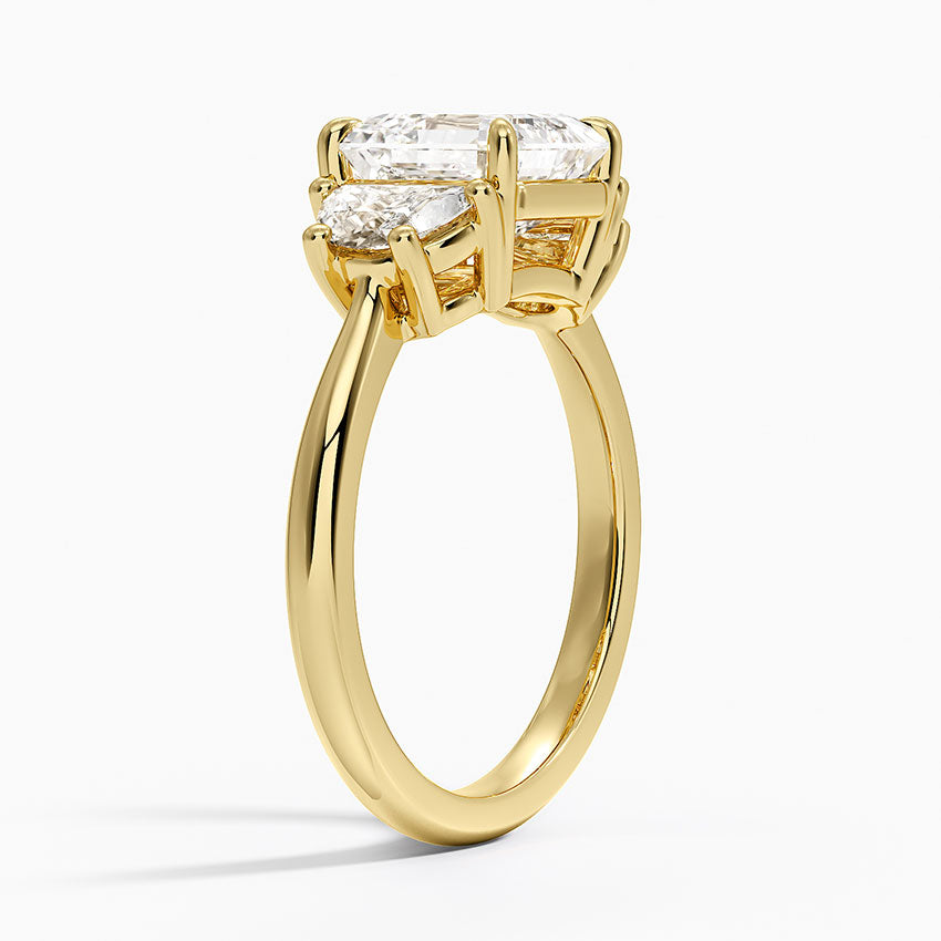 Half Moon Three Stone Diamond Ring (1/2 ct. tw.) - Asscher Cut Center Stone