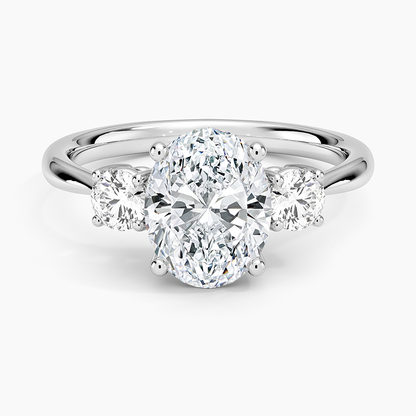 Selene Three Stone Diamond Ring (1/3 ct. tw.) - Oval Center Stone