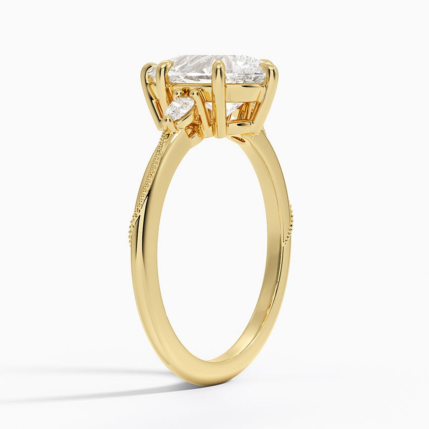 Camellia Three Stone Pear Diamond Ring - Pear Center Stone