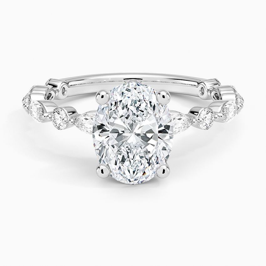 Versailles Three-Quarter Coverage Diamond Ring (1/2 ct. tw.) - Oval Center Stone
