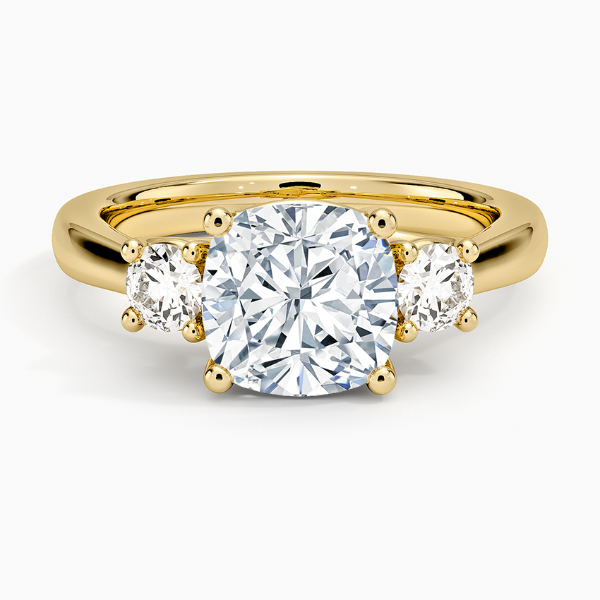 Petite Three Stone Trellis Diamond Ring (1/3 ct. tw.) - Cushion Cut Center Stone