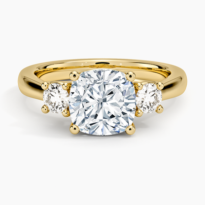 Petite Three Stone Trellis Diamond Ring (1/3 ct. tw.) - Cushion Cut Center Stone