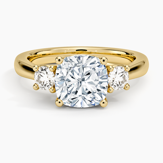 Petite Three Stone Trellis Diamond Ring (1/3 ct. tw.) - Cushion Cut Center Stone