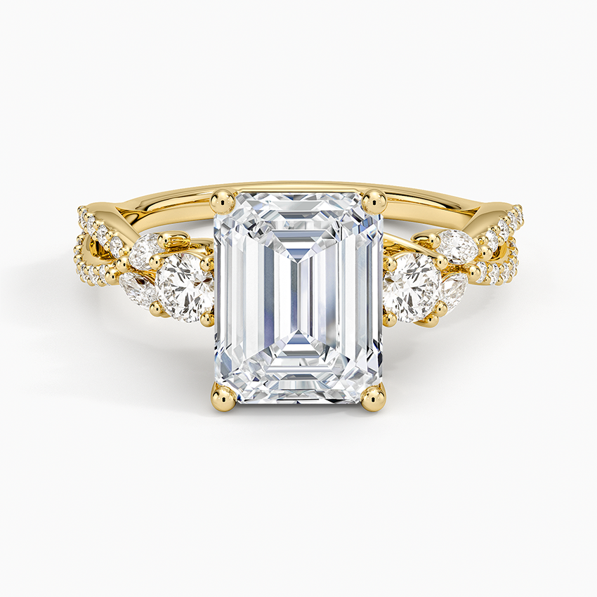 Luxe Willow Three Stone Diamond Ring (1/2 ct. tw.) - Emerald Cut Center Stone