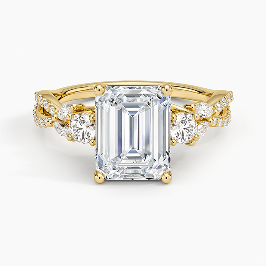 Luxe Willow Three Stone Diamond Ring (1/2 ct. tw.) - Emerald Cut Center Stone