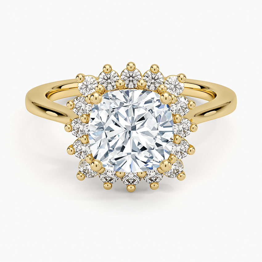 Sunburst Halo Diamond Ring (1/4 ct. tw.) - Cushion Cut Center Stone