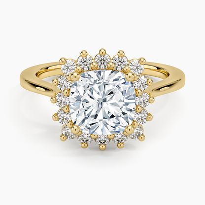 Sunburst Halo Diamond Ring (1/4 ct. tw.) - Cushion Cut Center Stone