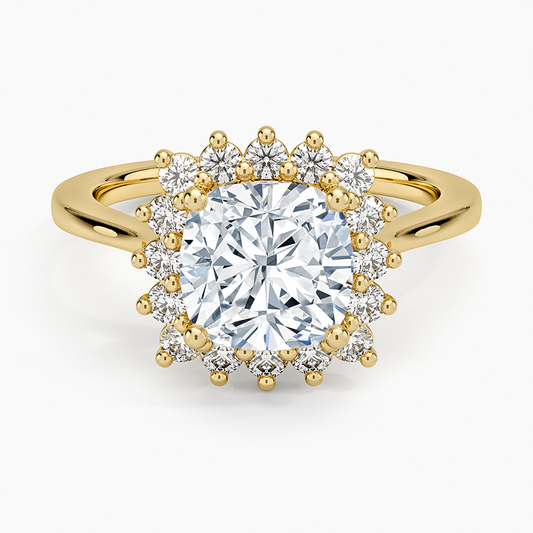 Sunburst Halo Diamond Ring (1/4 ct. tw.) - Cushion Cut Center Stone