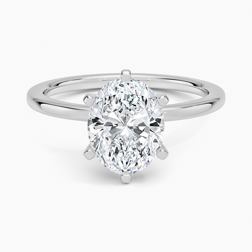 Six-Prong Petite Comfort Fit 1.5mm Solitaire Ring - Oval Center Stone