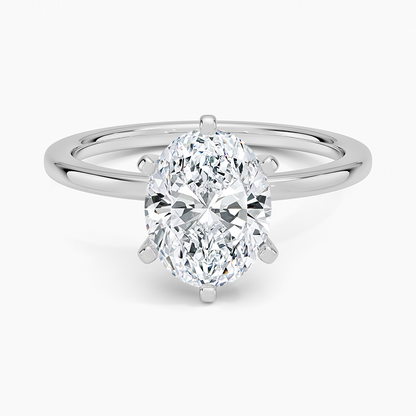 Six-Prong Petite Comfort Fit 1.5mm Solitaire Ring - Oval Center Stone