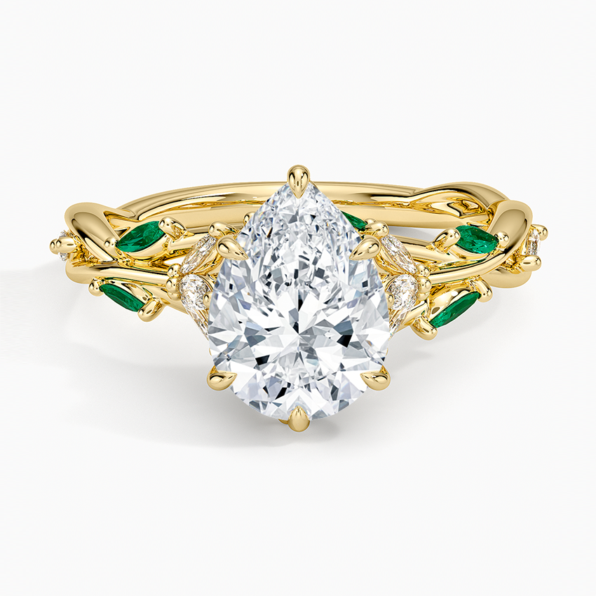 Secret Garden Lab Emerald and Diamond Ring (1/4 ct. tw.) - Pear Cut Center Stone
