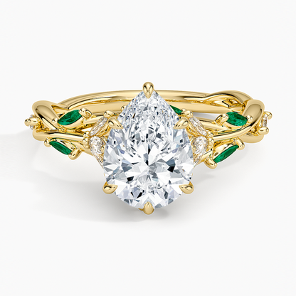 Secret Garden Lab Emerald and Diamond Ring (1/4 ct. tw.) - Pear Cut Center Stone