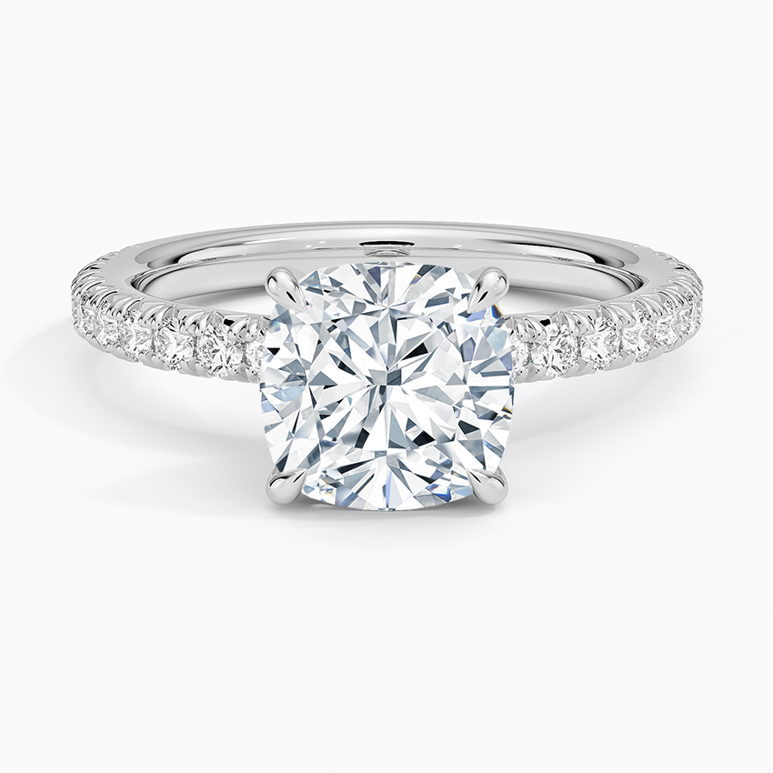 Amelie Three-Quarter Coverage Diamond Ring - Cushion Cut Center Stone