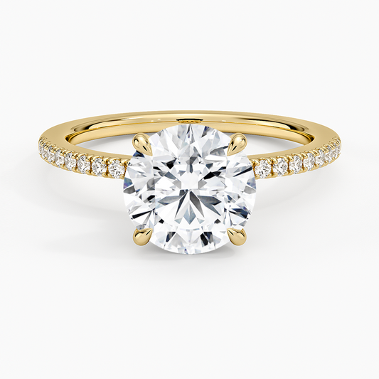 Demi Half Coverage Diamond Ring (1/5 ct. tw.) - Round Center Stone