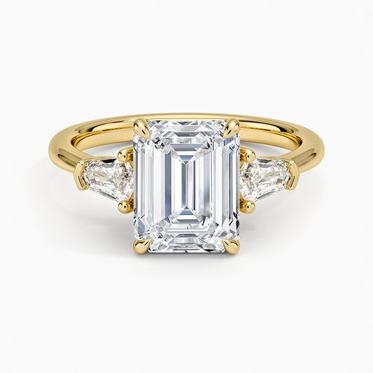 Shield Cut Three Stone Diamond Ring (1/4 ct. tw.) - Emerald Cut Center Stone
