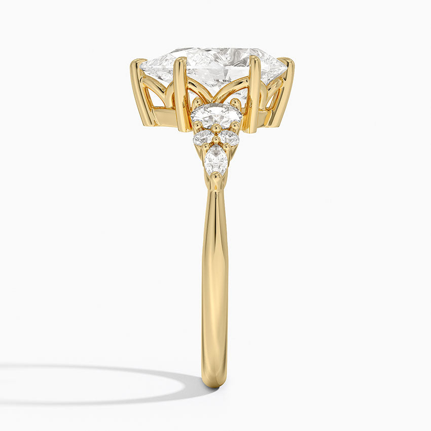 Nadia Three Stone Diamond Ring - Pear Center Stone