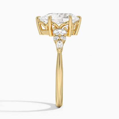 Nadia Three Stone Diamond Ring - Pear Center Stone