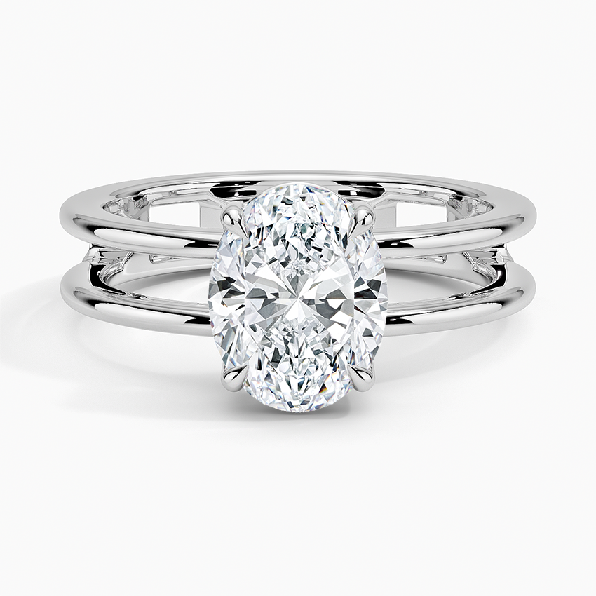 Aimee Open Double Band Solitaire Ring - Oval Center Stone